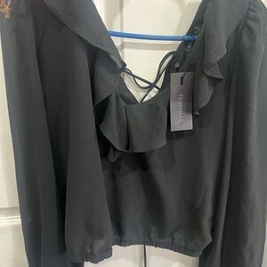 Dynamite Black Ruffle Women's Top